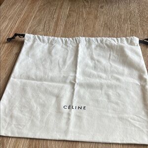 CELINE DUSTBAG WHITE W/black drawstring